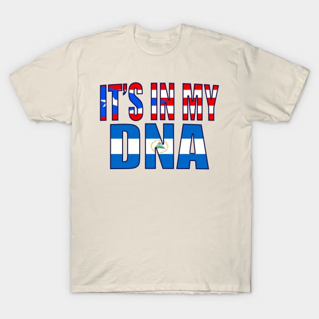 Puerto Rican And Nicaraguan DNA Flag Heritage Gift T-Shirt by Just Rep It!!